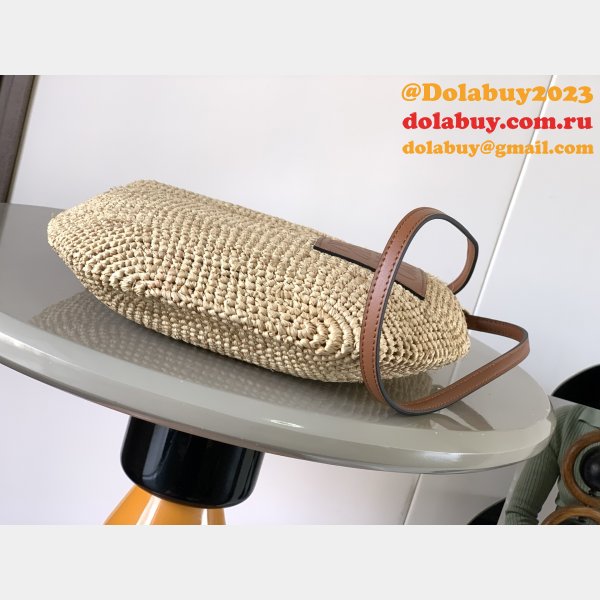 LOEWE Slit Pochette Raffia Bag